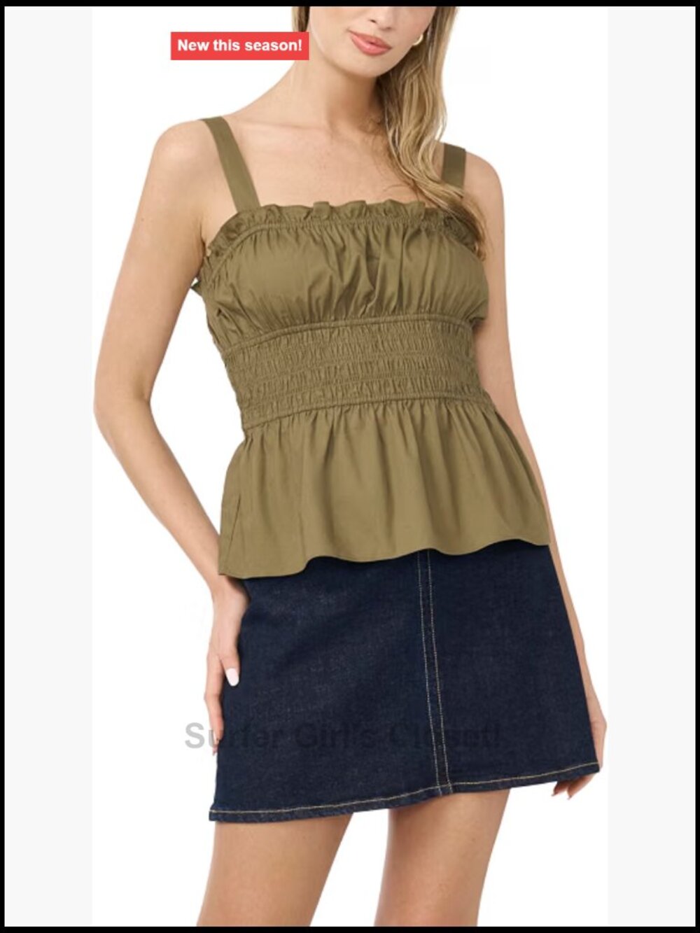Sleeveless Shirred Strappy Tank Top 100% Polyester